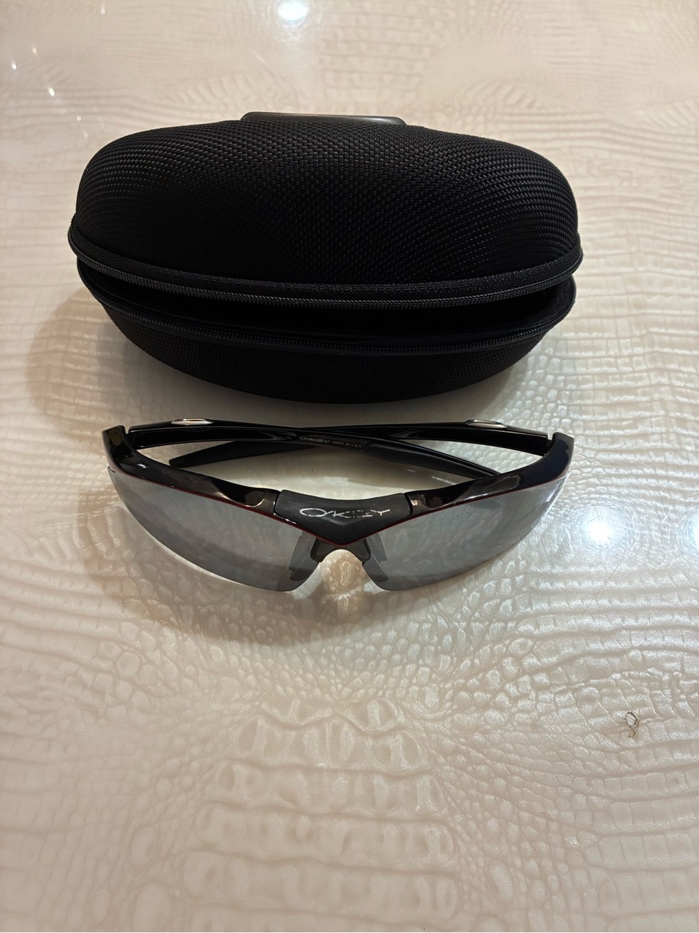 Oakley Black Sport Sunglasses with Mirrored Lens made in USA